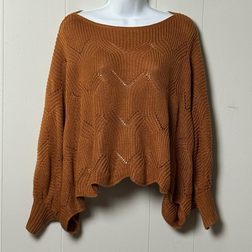 moon & madison Women’s Rust Batwing Loose Knit 100% Acrylic Sweater Size L
